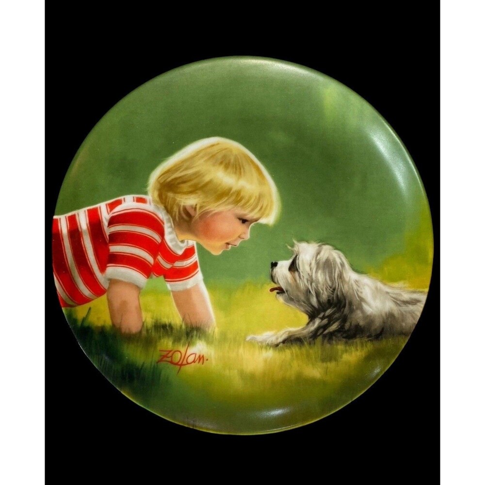 1985 Donald Zolan "Making Friends" Collector Plate Children & Pets Series #4596C